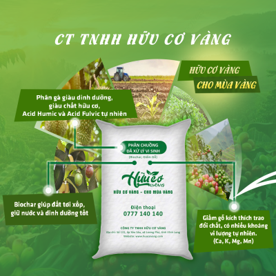 phân gà vi sinh kết hợp với biochar và giấm gỗ