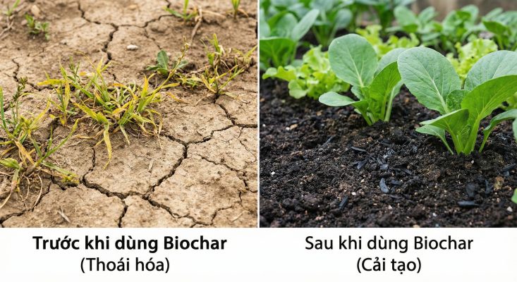 So sánh hiệu quả cách sử dụng Biochar cải tạo đất bị thoái hóa